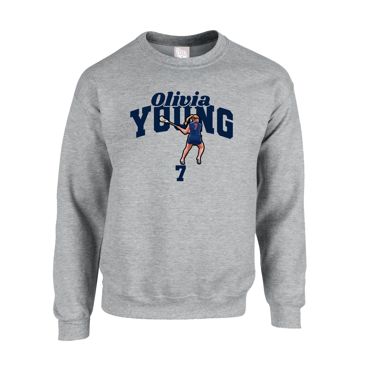 Fleece Crew — Signature Arch in Grey