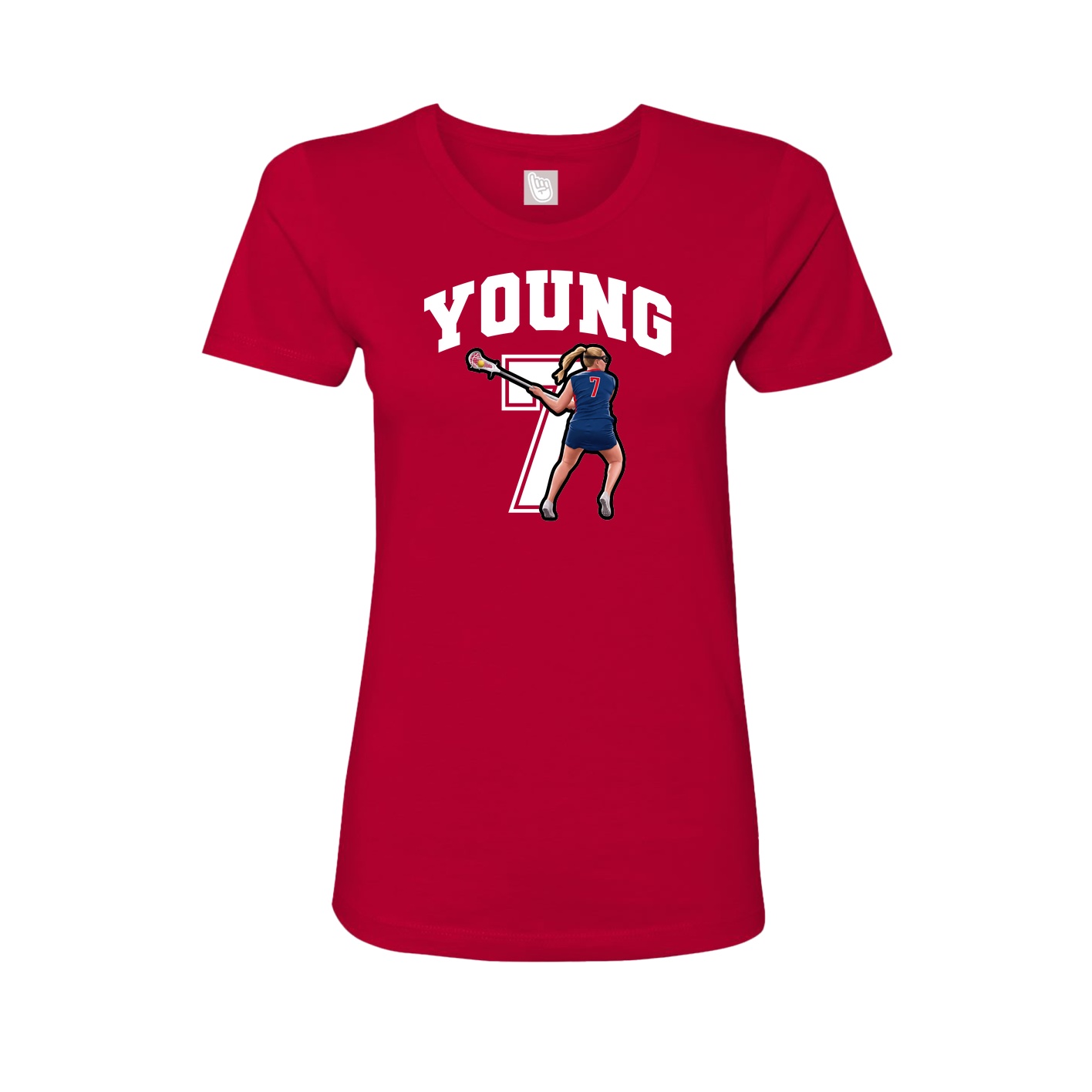 Fitted Women's Tee — Number in Red
