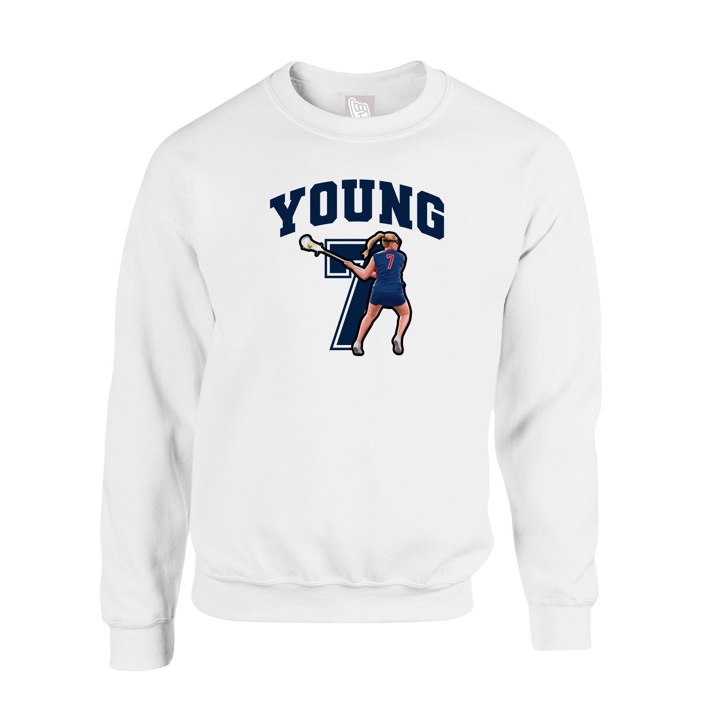 Fleece Crew — Number in White