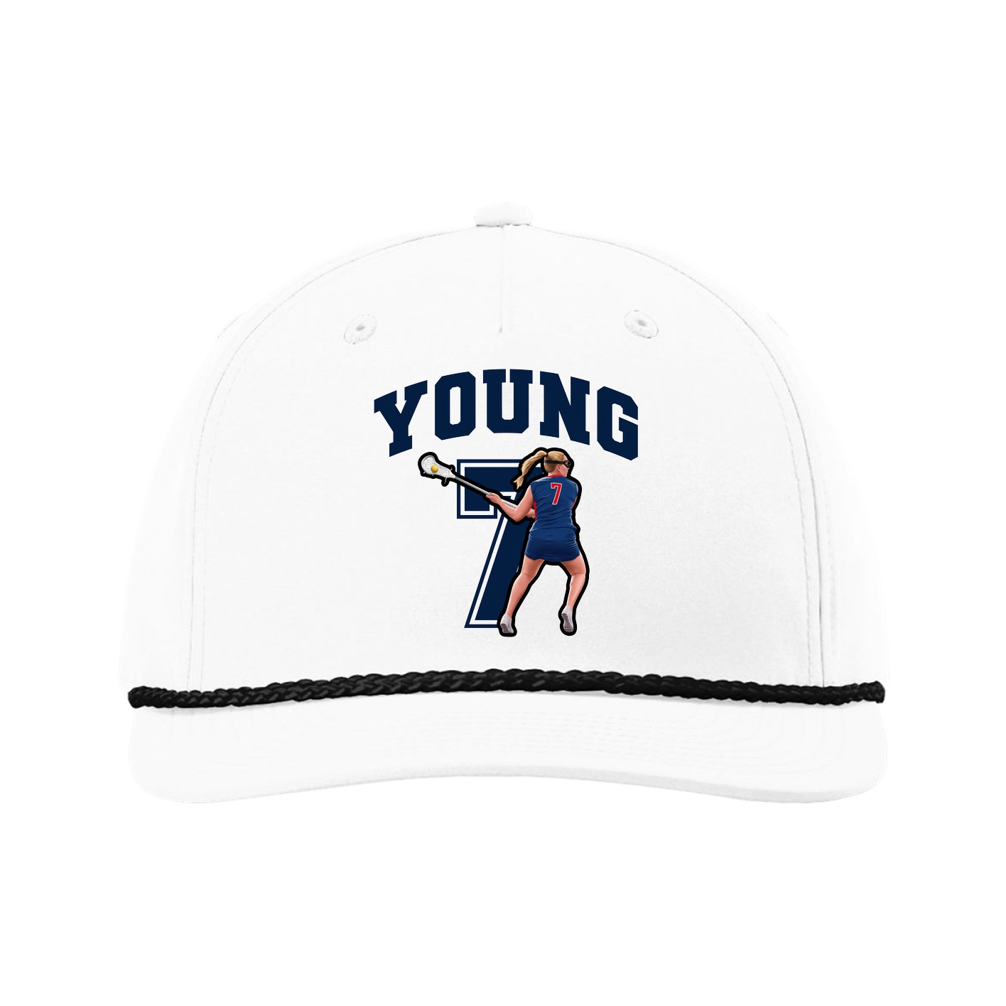 Five-Panel Classic Rope Cap — Number in White