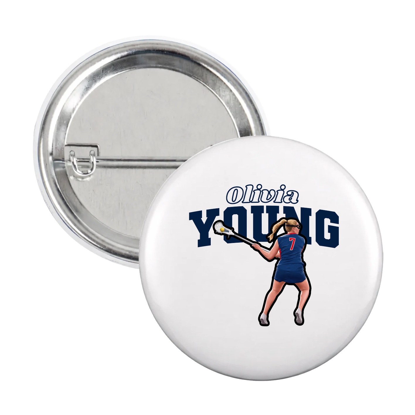 Game Day Button — Name Arch in White