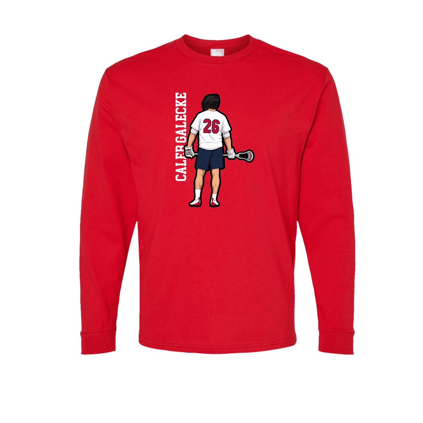 Long Sleeve Tee — Name Vertical in Red