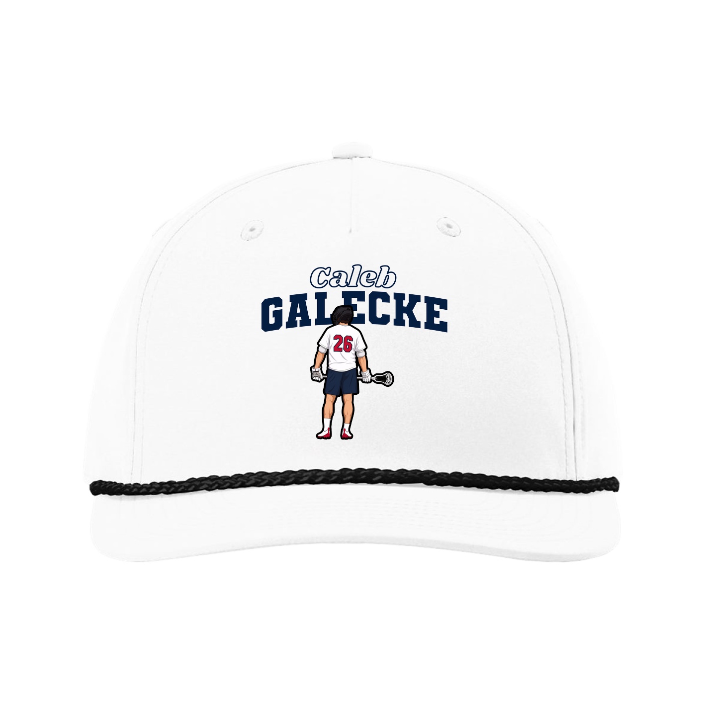 Five-Panel Classic Rope Cap — Name Arch in White