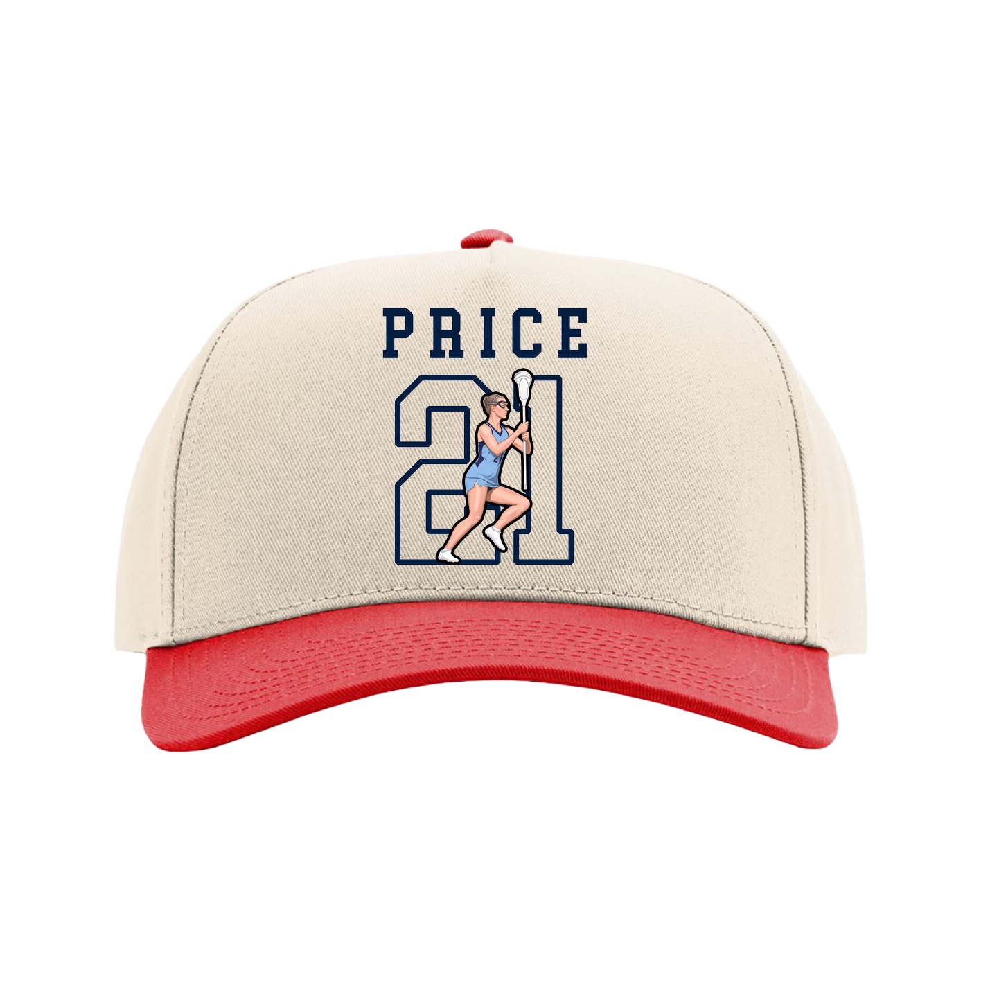 Full Fabric Five-Panel Champ Cap — Shirsey in Cream/Red