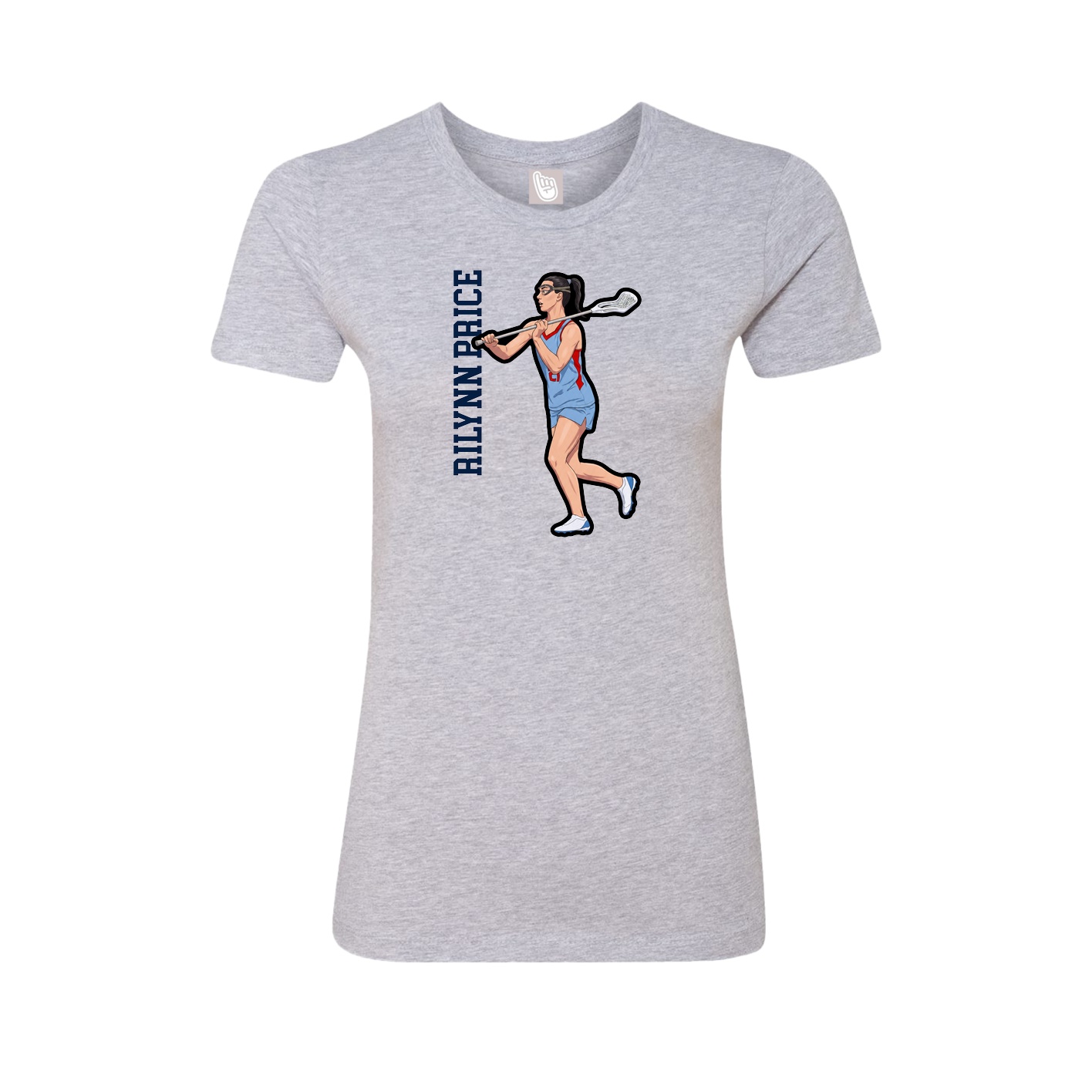 Fitted Women's Tee — Name Vertical in Grey