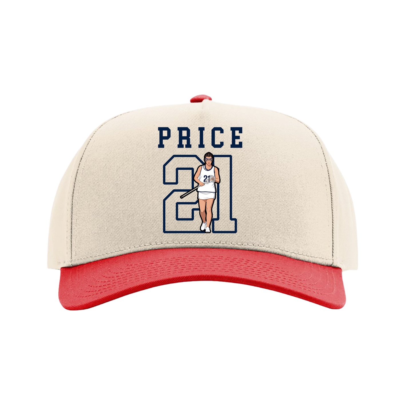 Full Fabric Five-Panel Champ Cap — Shirsey in Cream/Red