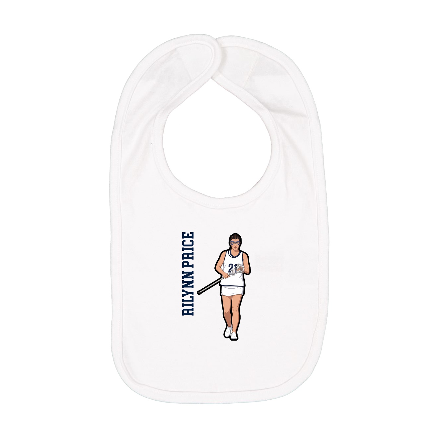 Infant Bib — Name Vertical in White