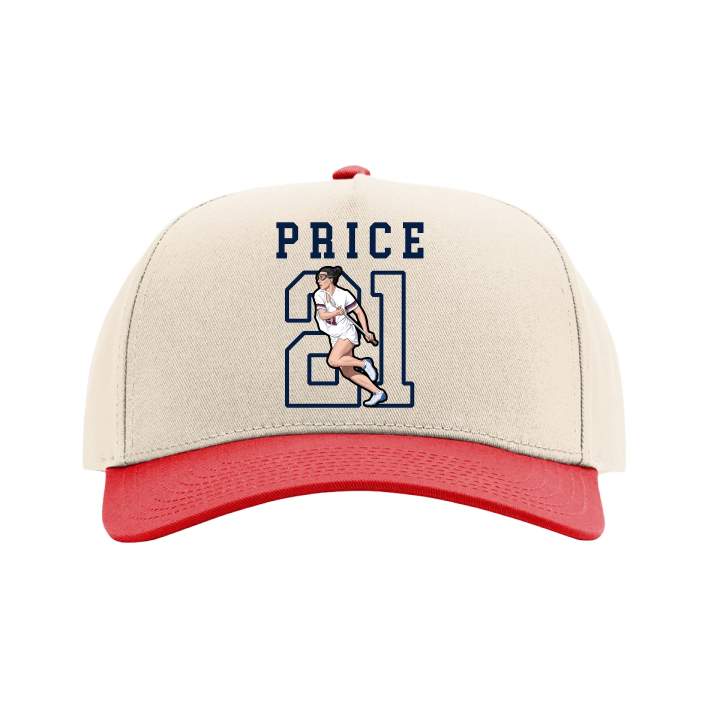 Full Fabric Five-Panel Champ Cap — Shirsey in Cream/Red