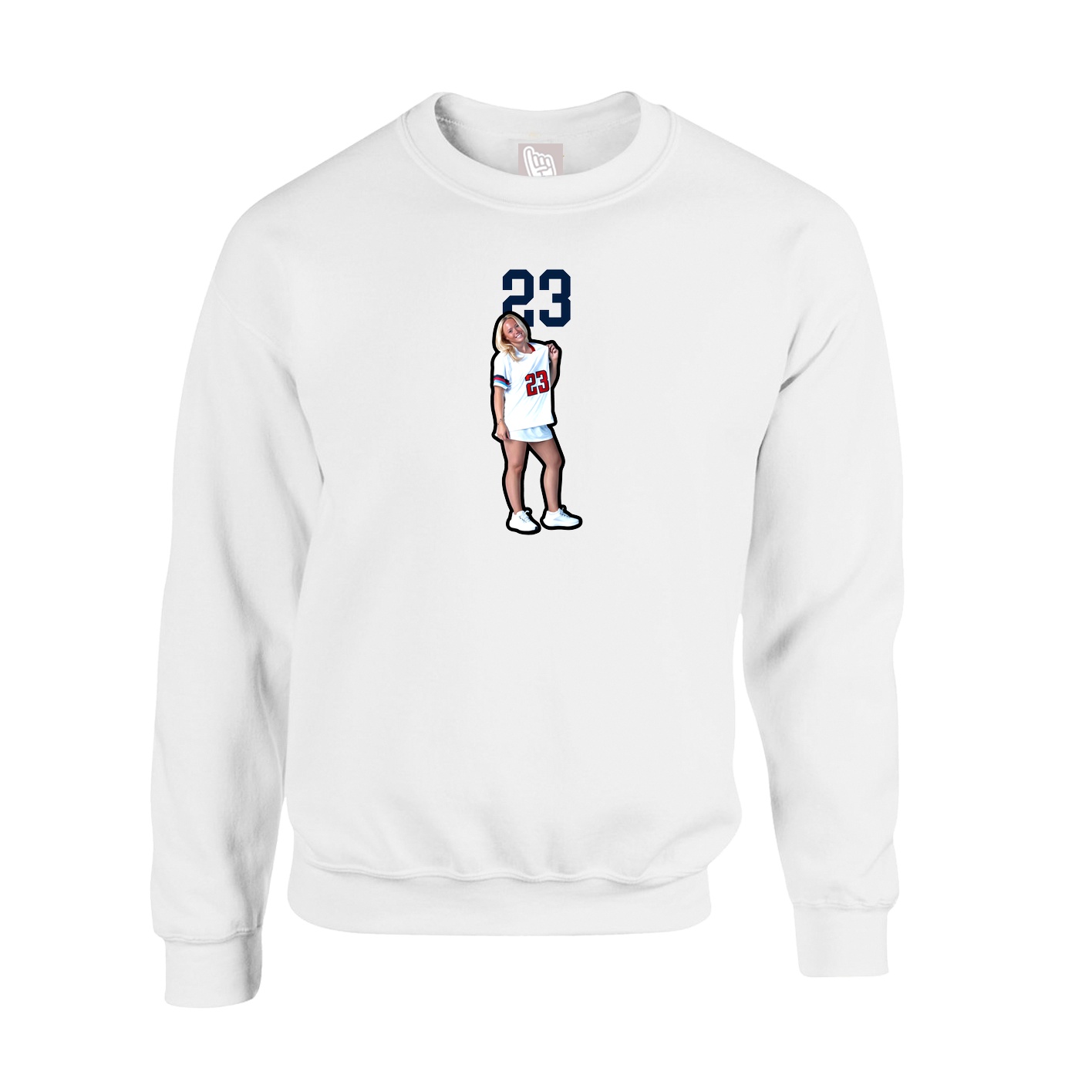 Fleece Crew — Number Top in White