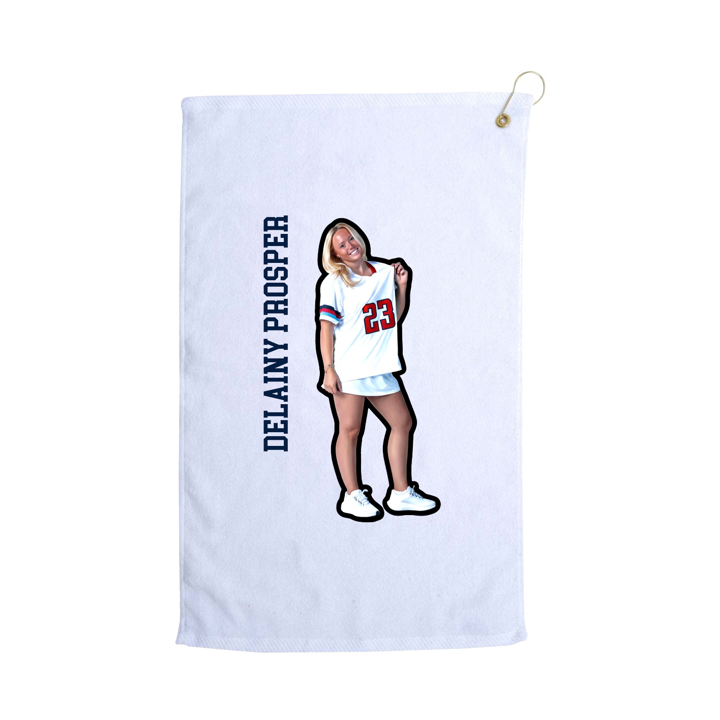 Golf Towel — Name Vertical in White