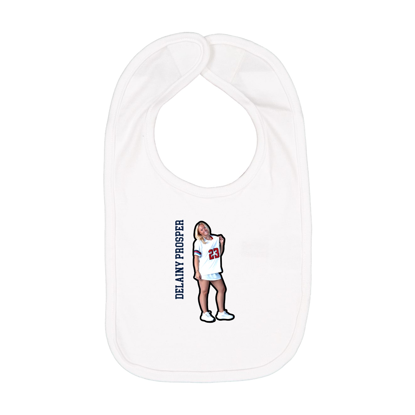 Infant Bib — Name Vertical in White