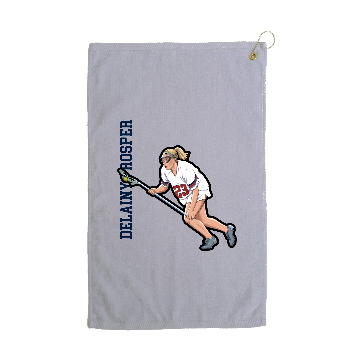 Golf Towel — Name Vertical in Grey