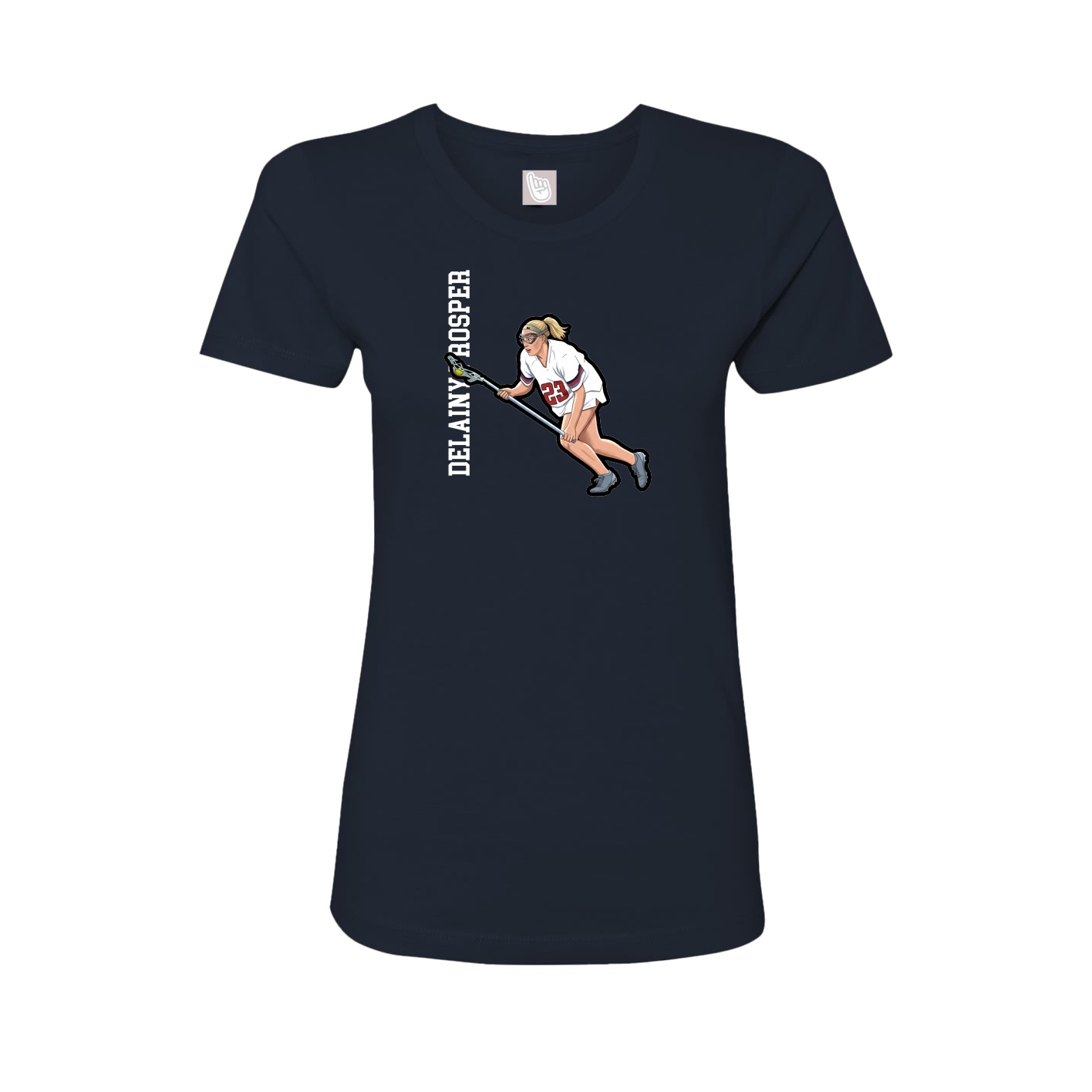 Fitted Women's Tee — Name Vertical in Navy