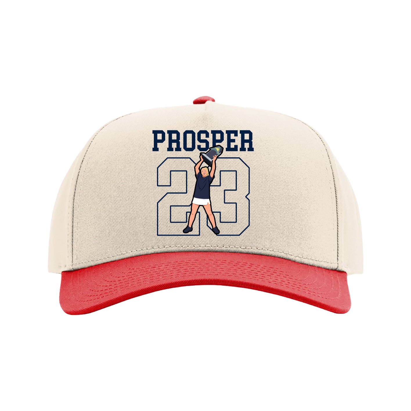 Full Fabric Five-Panel Champ Cap — Shirsey in Cream/Red