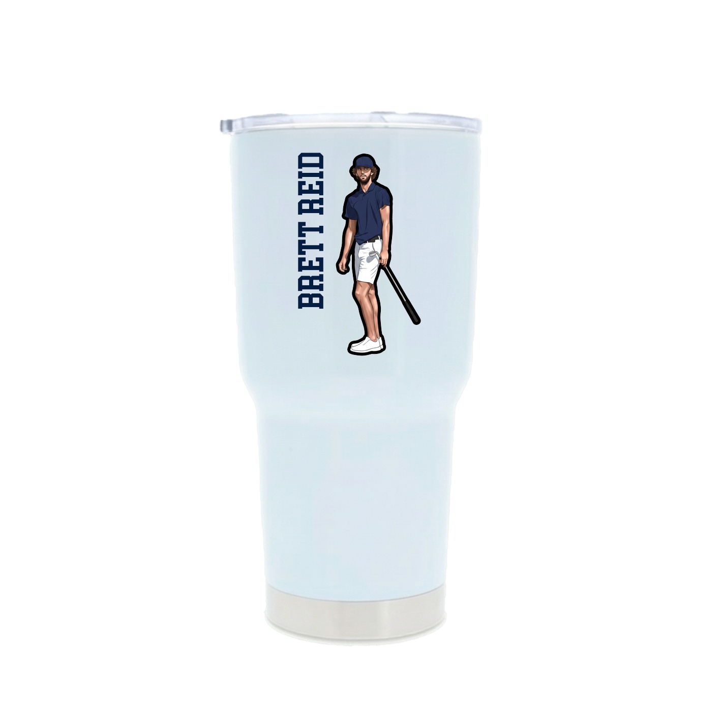 30oz Stainless Steel Tumbler — Name Vertical in White