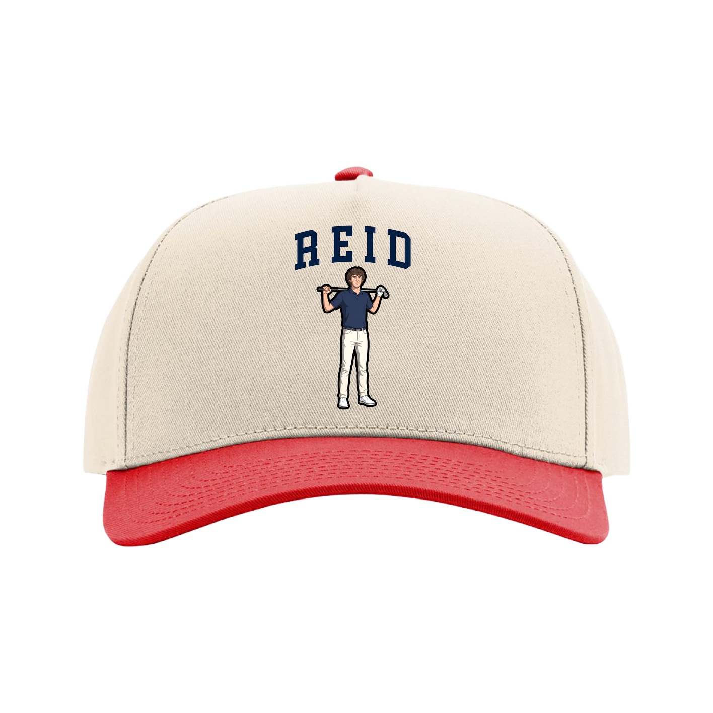 Full Fabric Five-Panel Champ Cap — Shirsey in Cream/Red