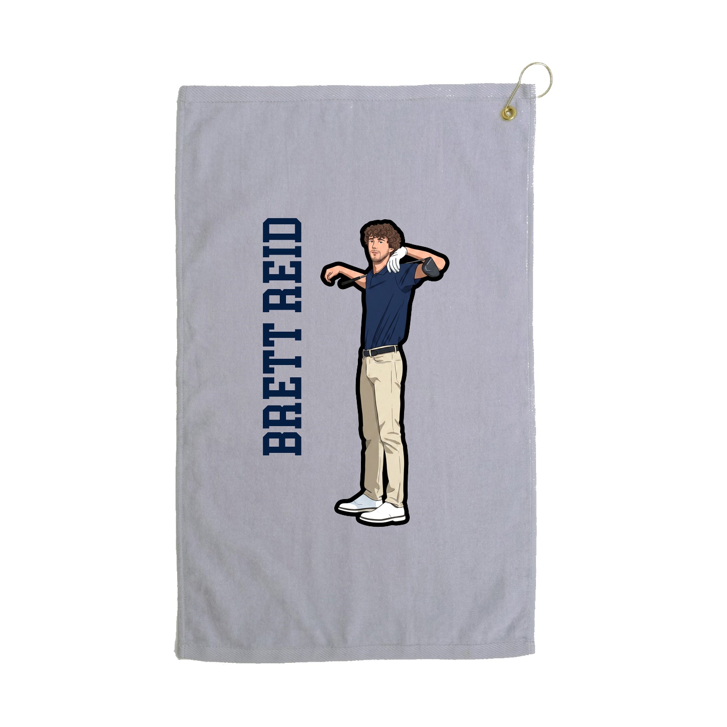 Golf Towel — Name Vertical in Grey