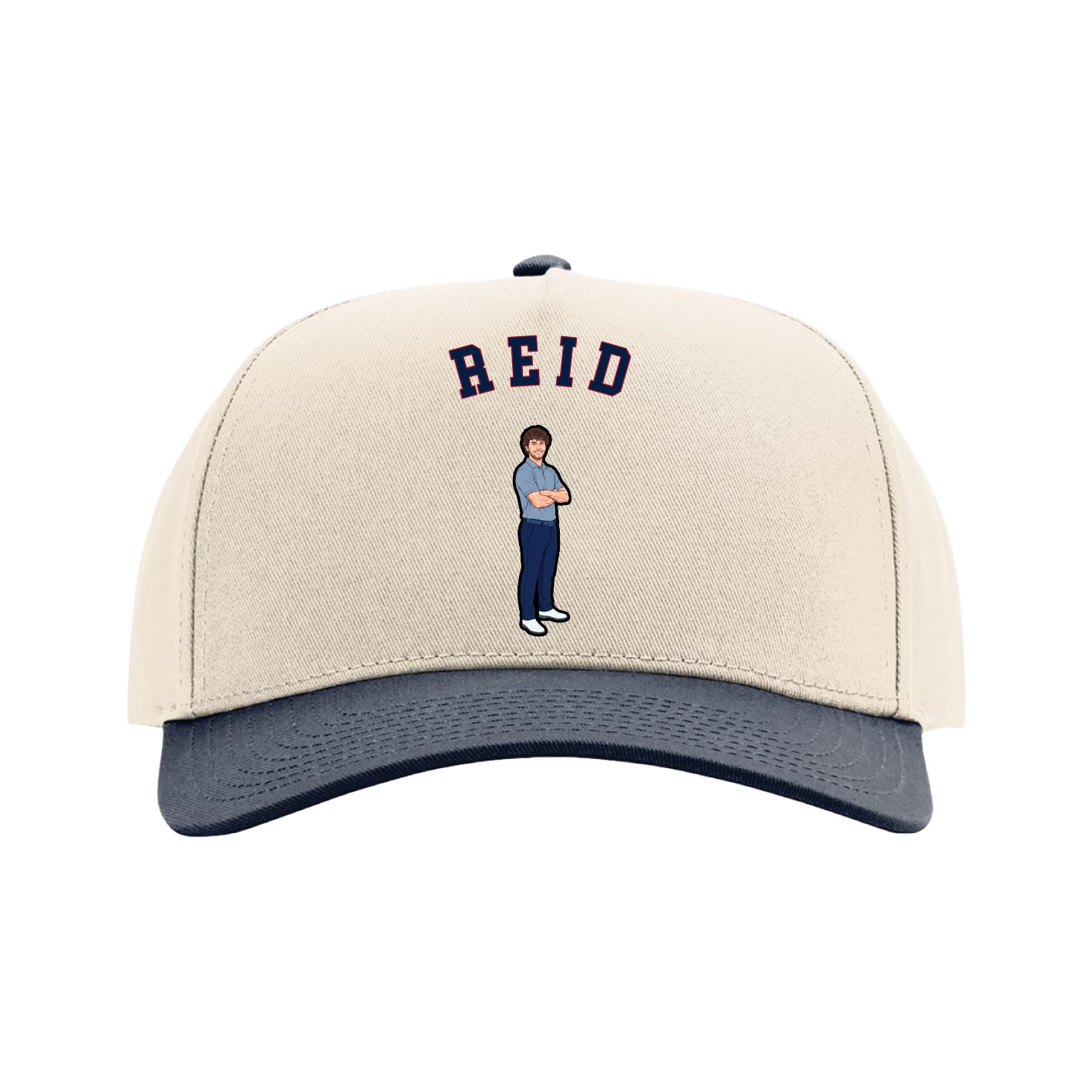 Full Fabric Five-Panel Champ Cap — Shirsey Arch in Cream/Navy