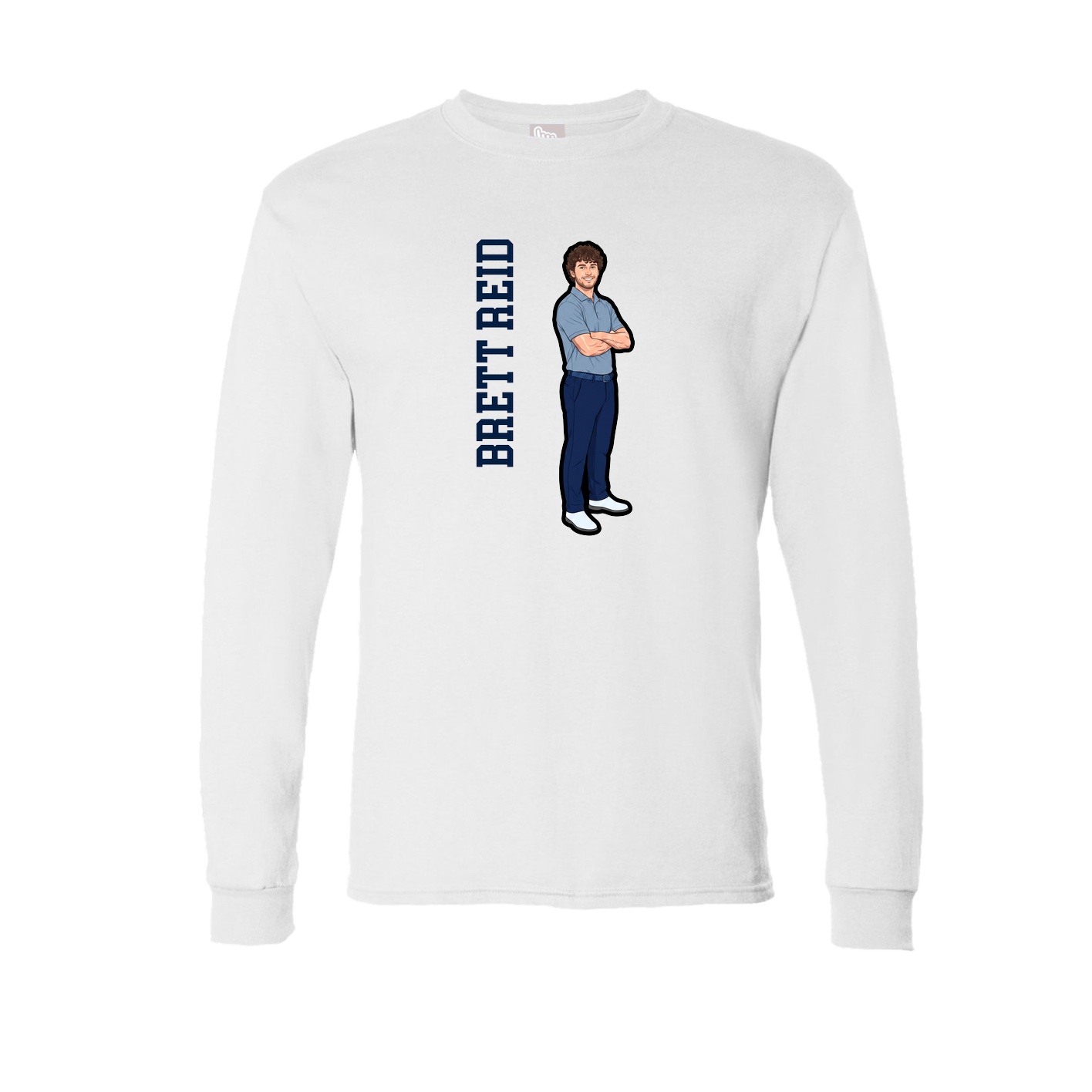 Long Sleeve Tee — Name Vertical in White