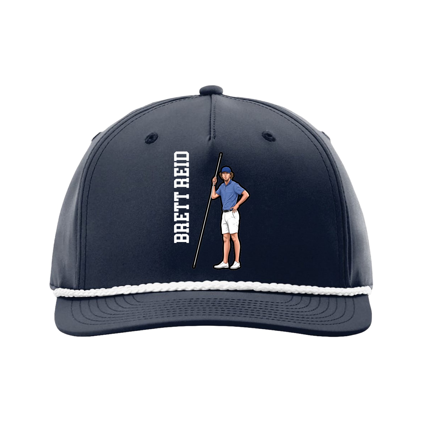 Five-Panel Classic Rope Cap — Name Vertical in Navy
