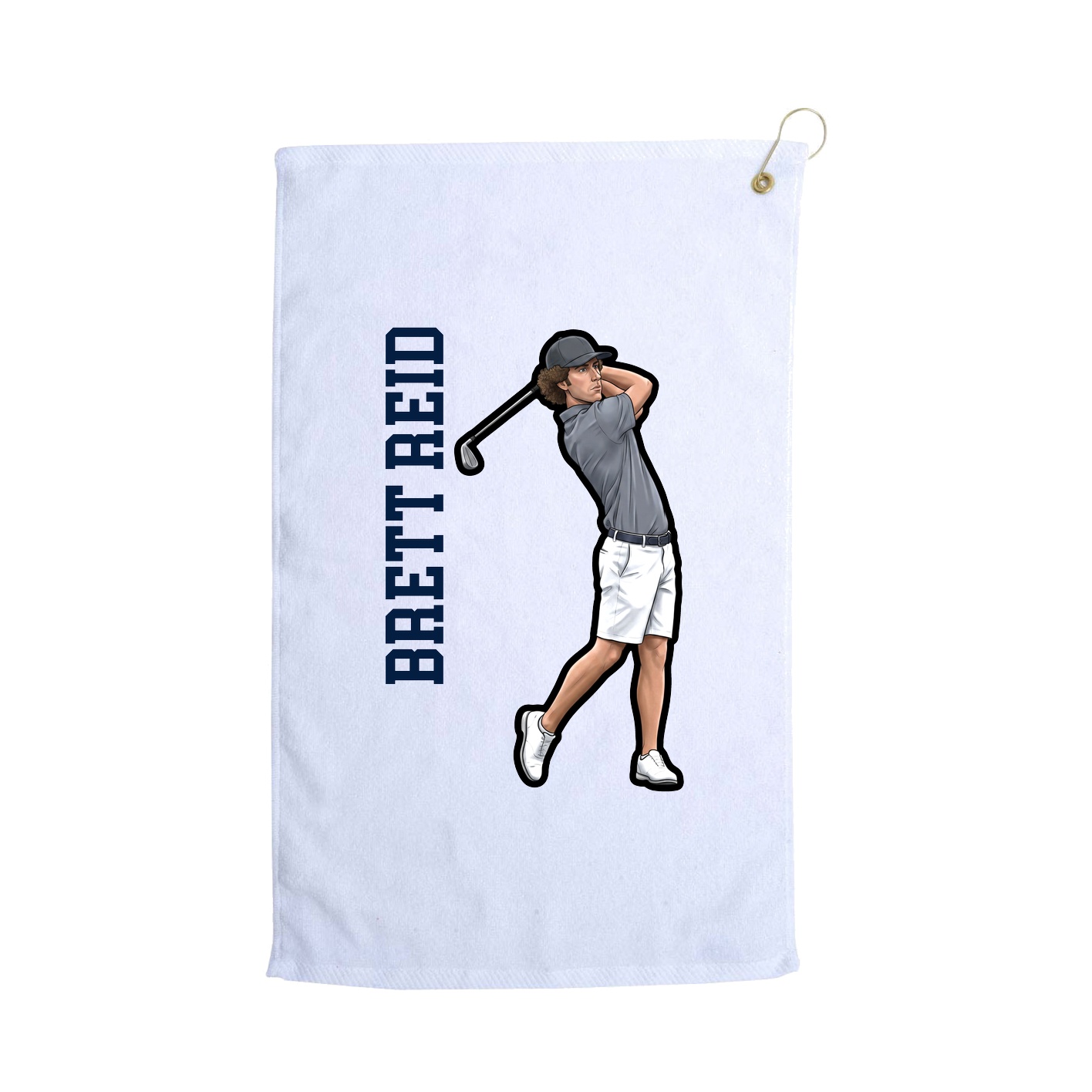 Golf Towel — Name Vertical in White