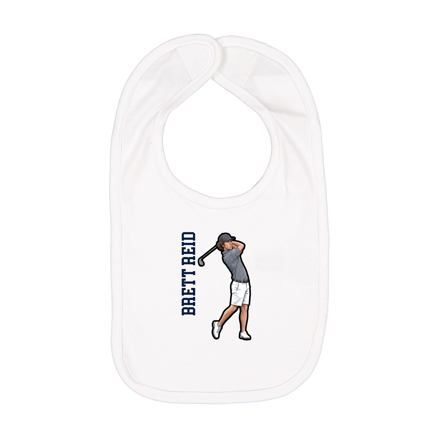 Infant Bib — Name Vertical in White