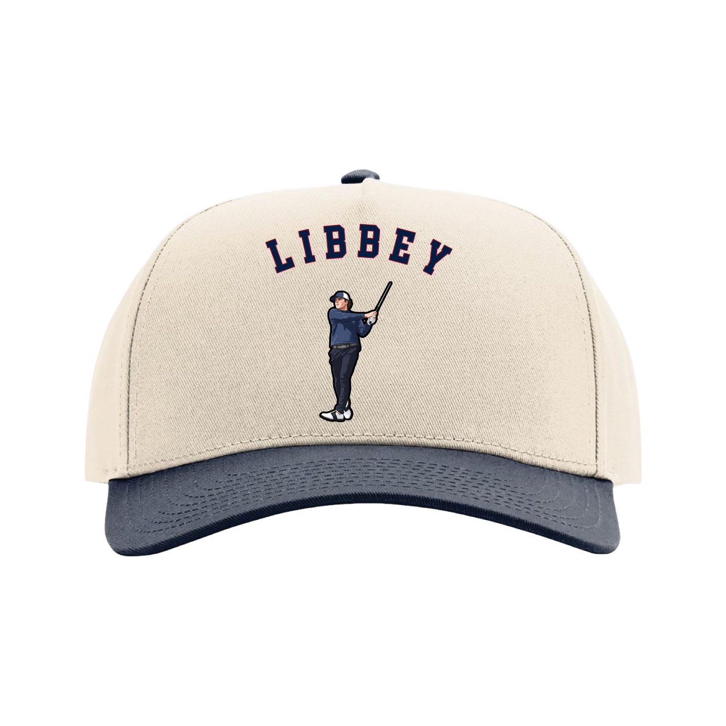 Full Fabric Five-Panel Champ Cap — Shirsey Arch in Cream/Navy