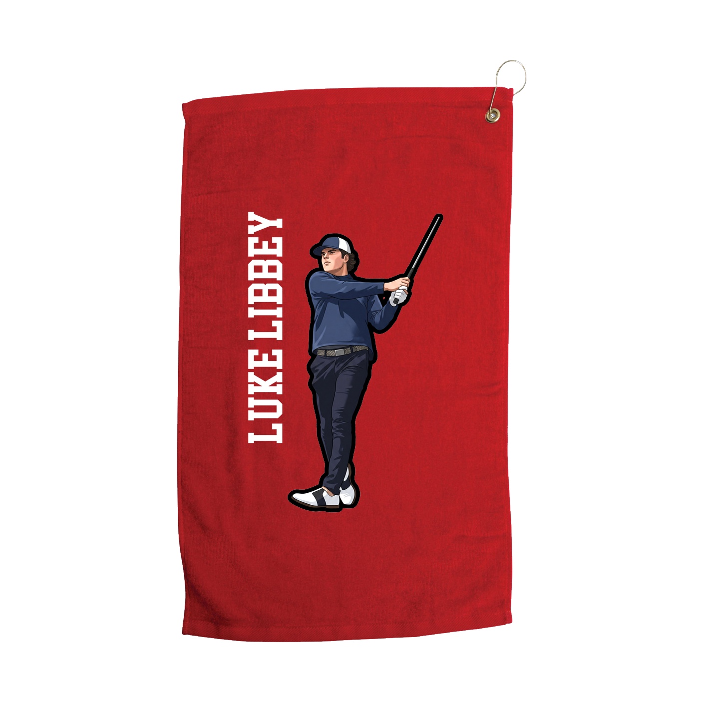 Golf Towel — Name Vertical in Red