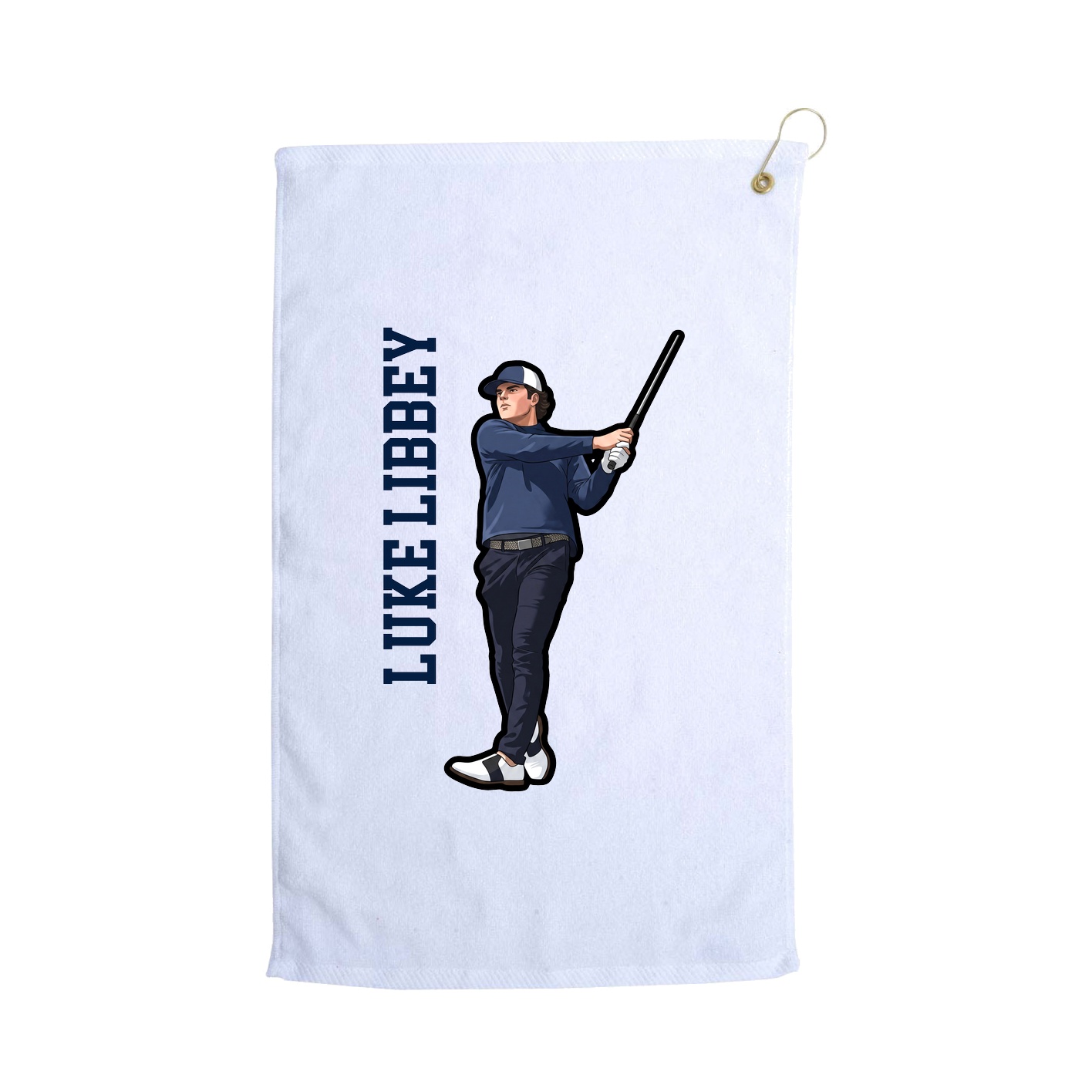 Golf Towel — Name Vertical in White