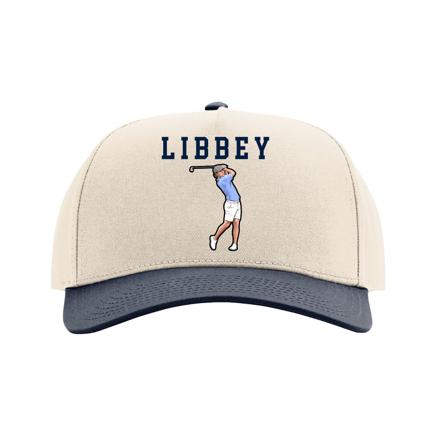 Full Fabric Five-Panel Champ Cap — Shirsey in Cream/Navy