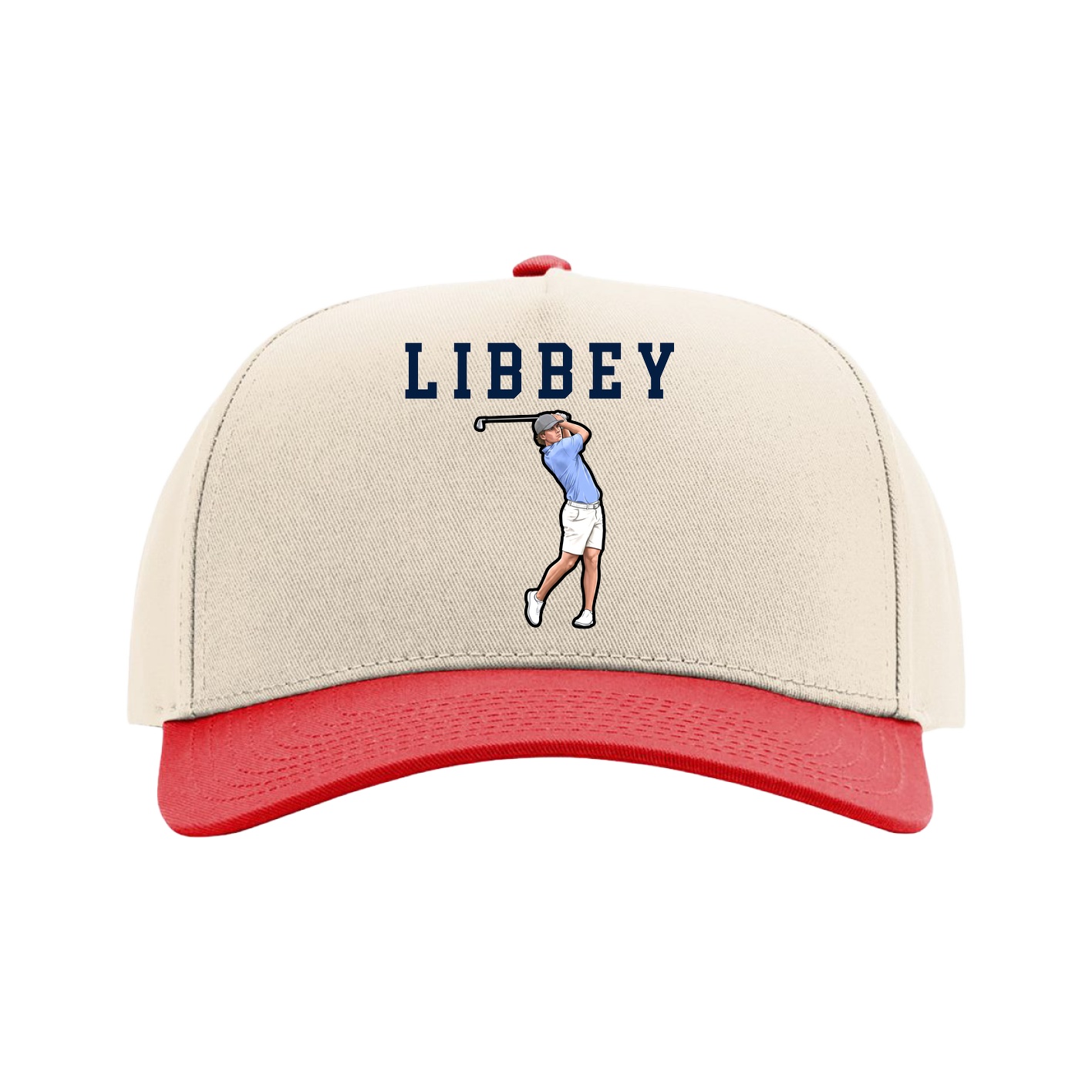 Full Fabric Five-Panel Champ Cap — Shirsey in Cream/Red