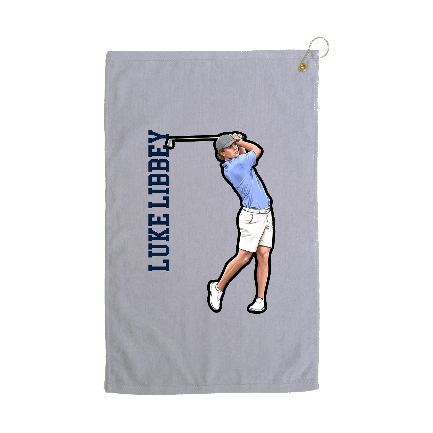 Golf Towel — Name Vertical in Grey