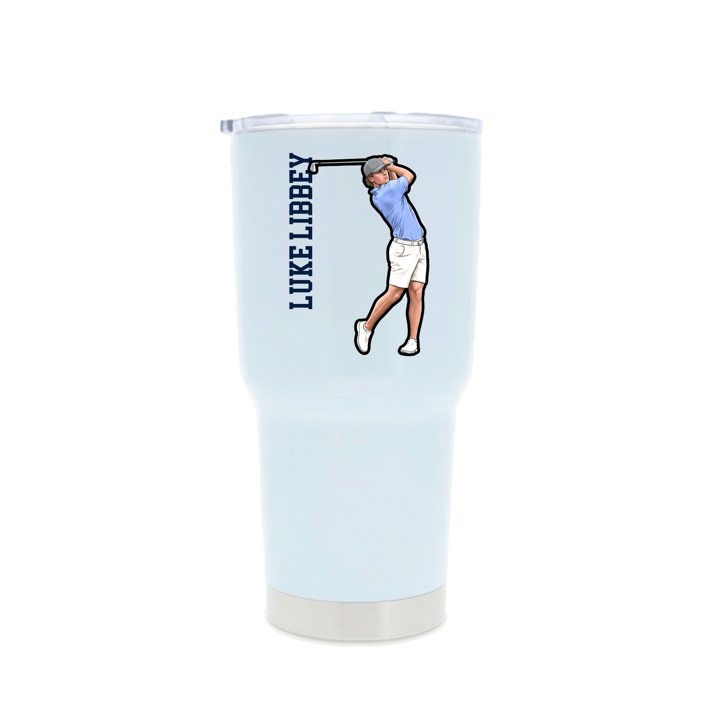 30oz Stainless Steel Tumbler — Name Vertical in White