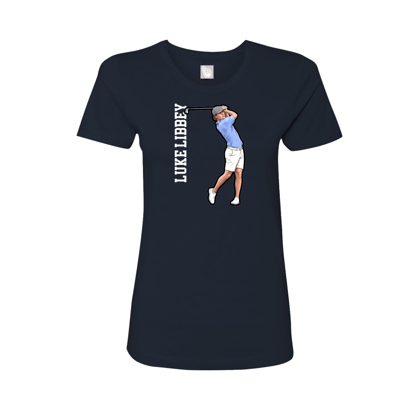 Womens Tee — Name Vertical in Navy