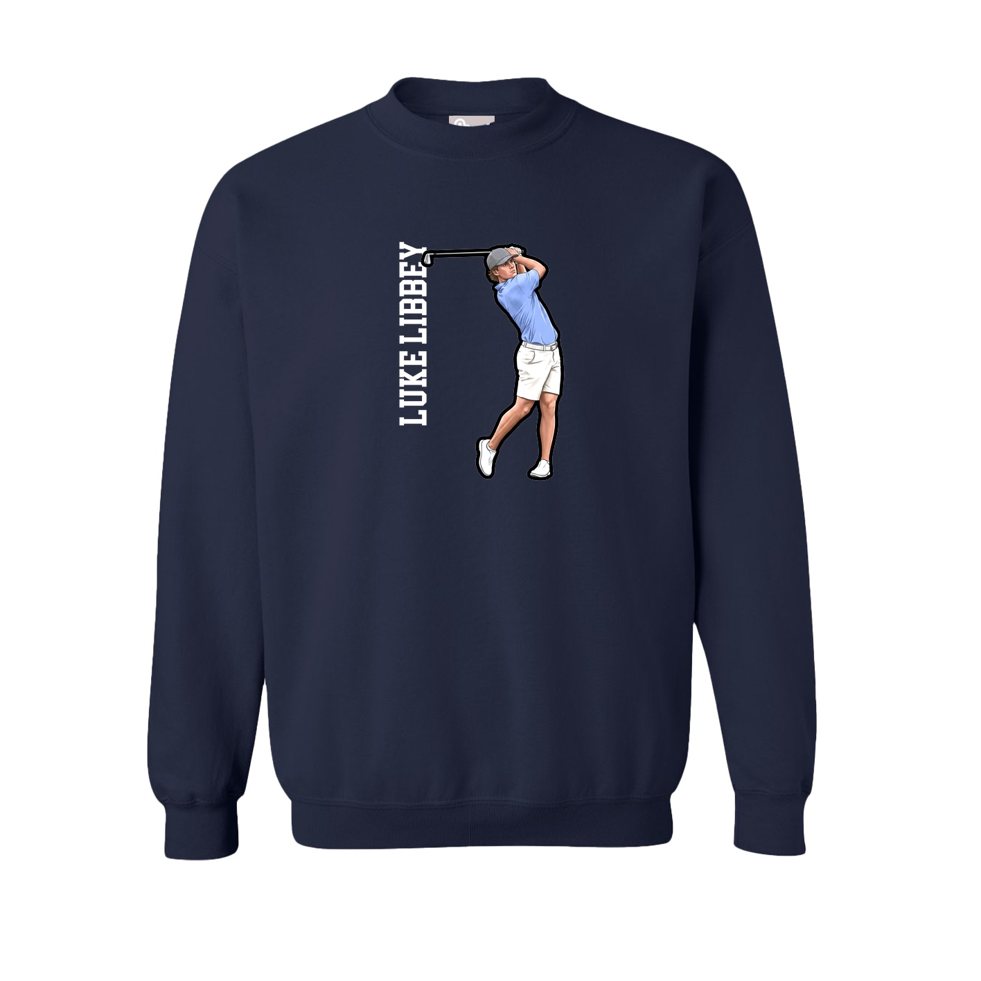 Fleece Crew — Name Vertical in Navy