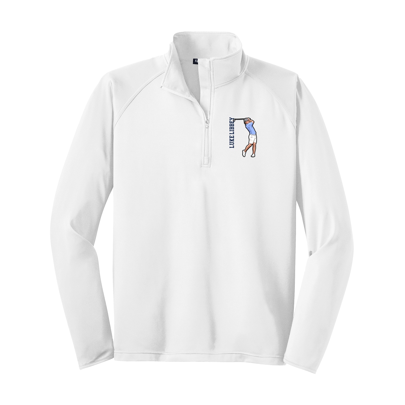 Q-Zip Pullover — Name Vertical in White