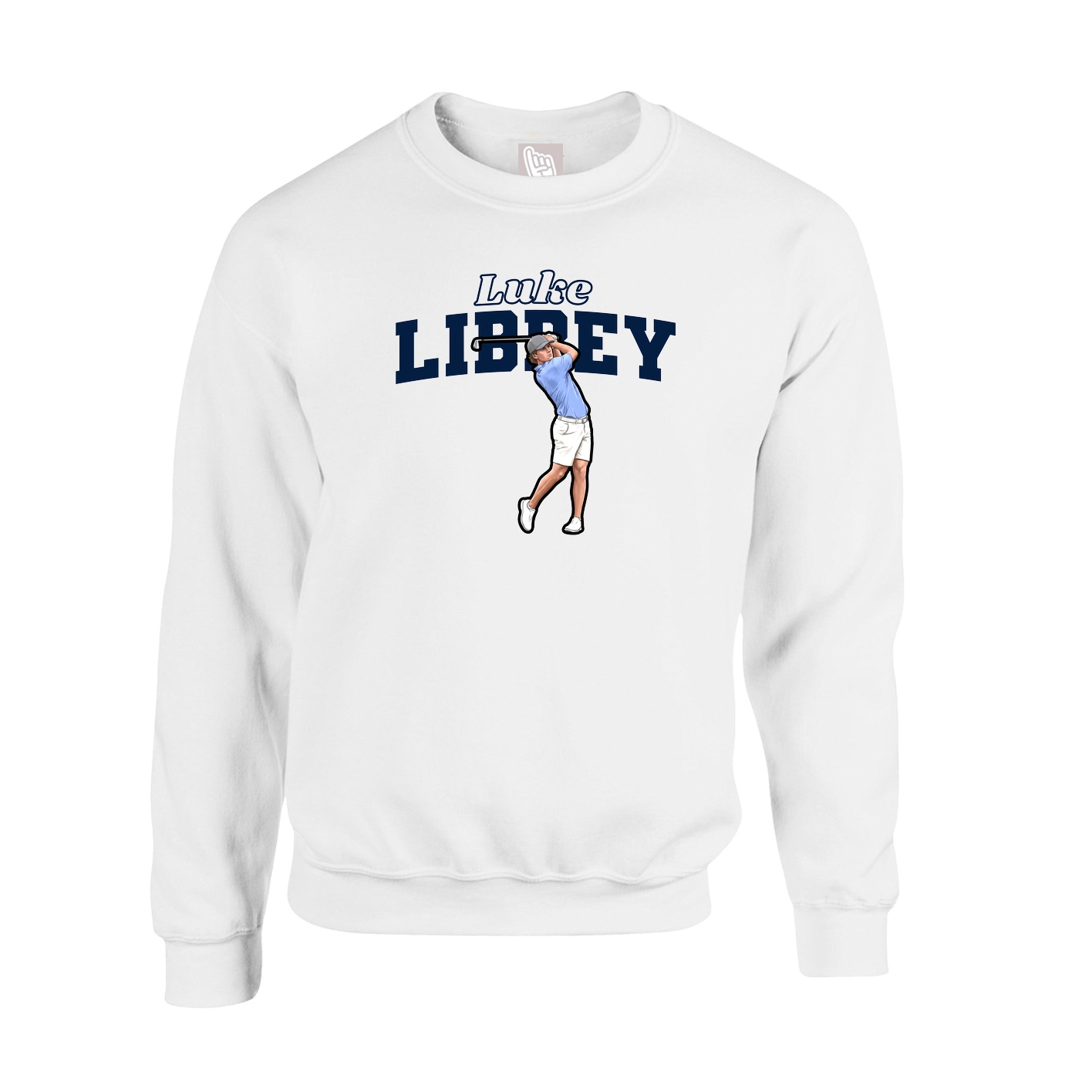 Fleece Crew — Name Arch in White
