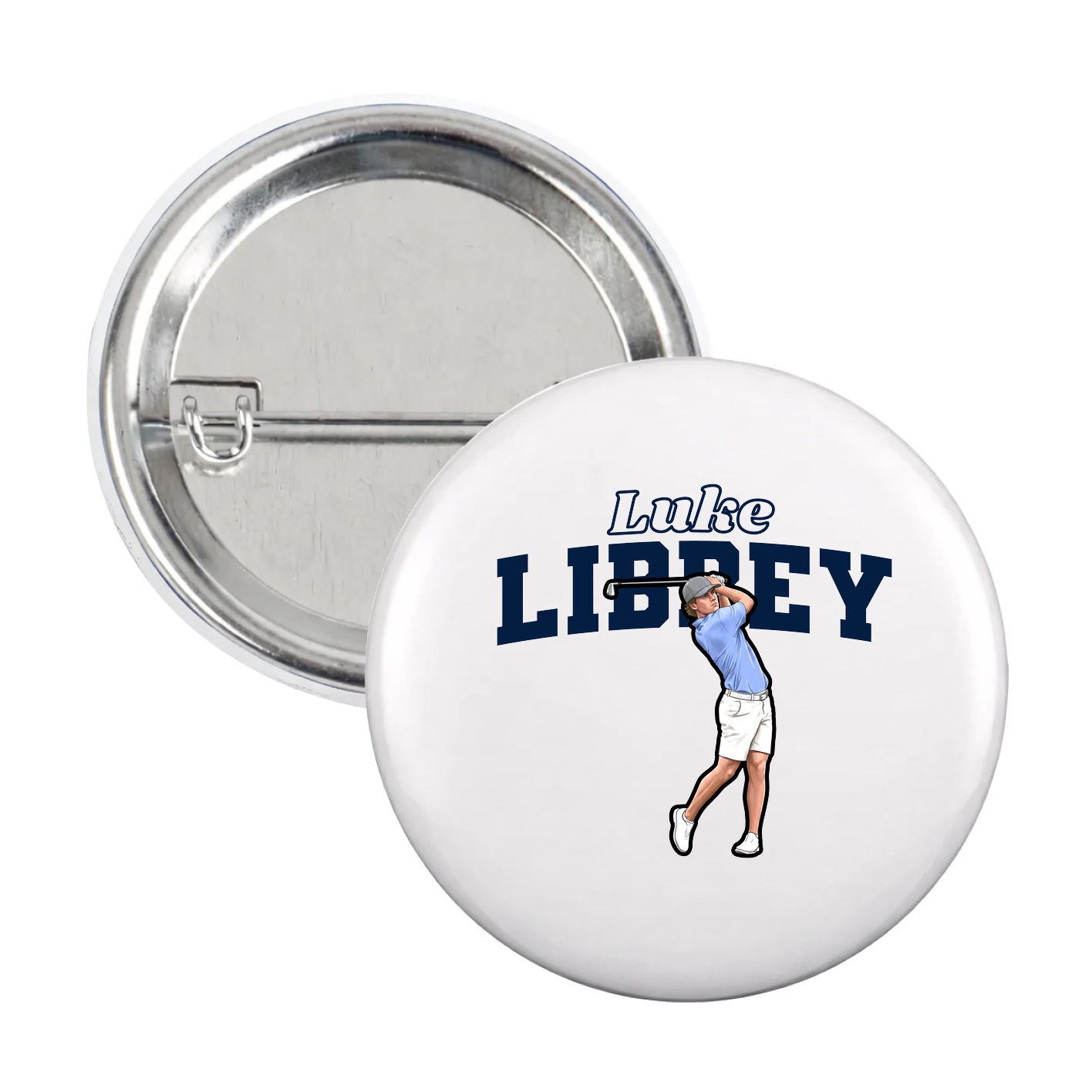Game Day Button — Name Arch in White