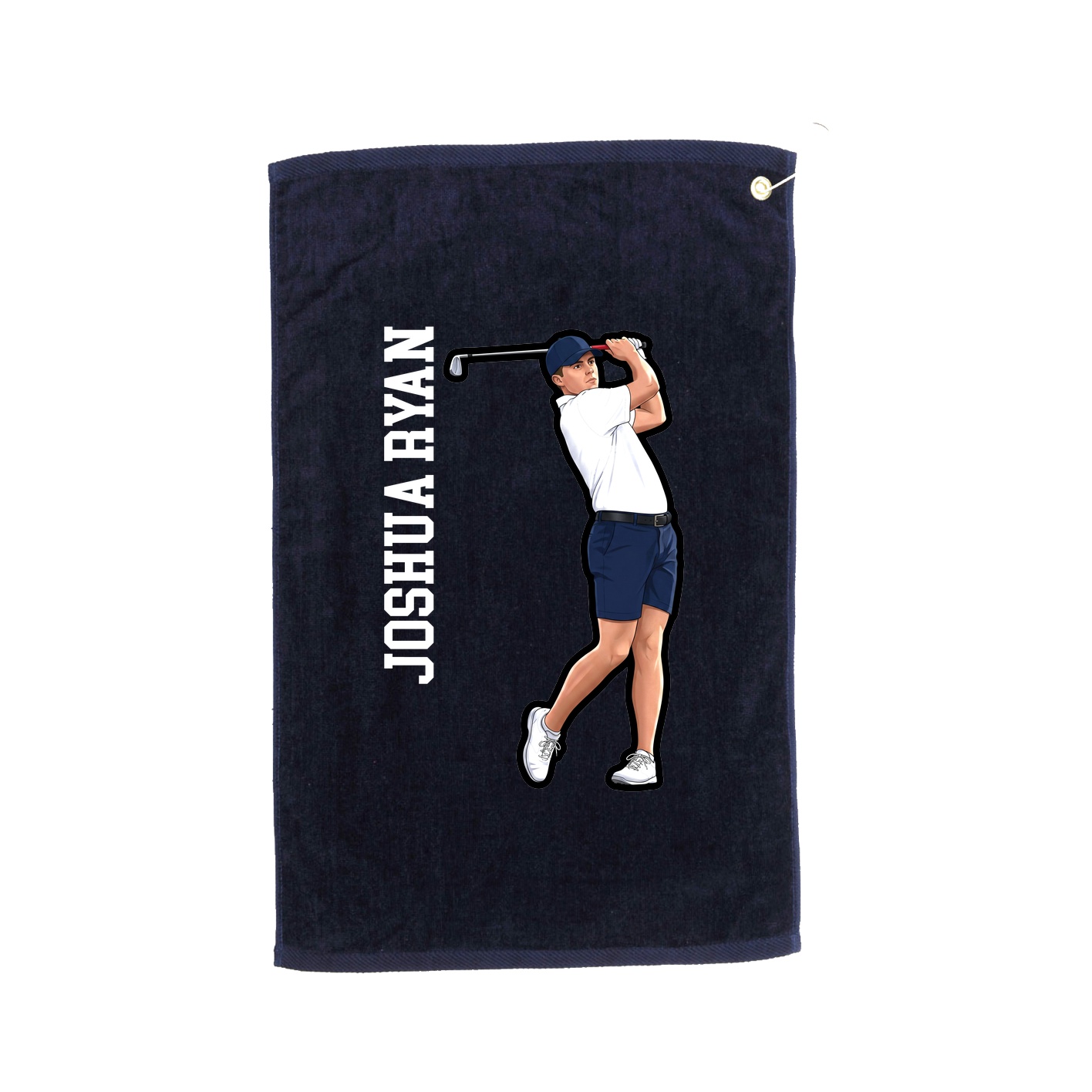 Golf Towel — Name Vertical in Navy