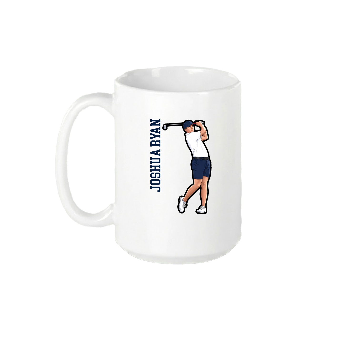 15oz Coffee Mug — Name Vertical in White