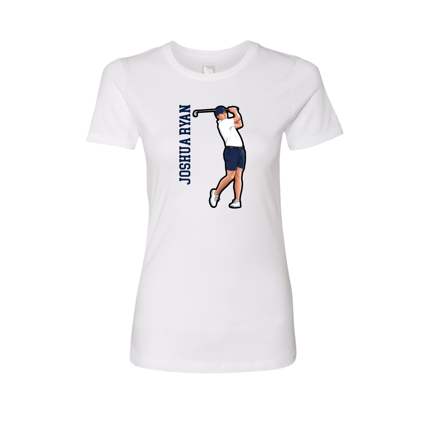 Fitted Women's Tee — Name Vertical in White