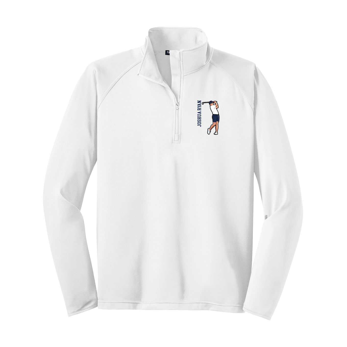 Q-Zip Pullover — Name Vertical in White