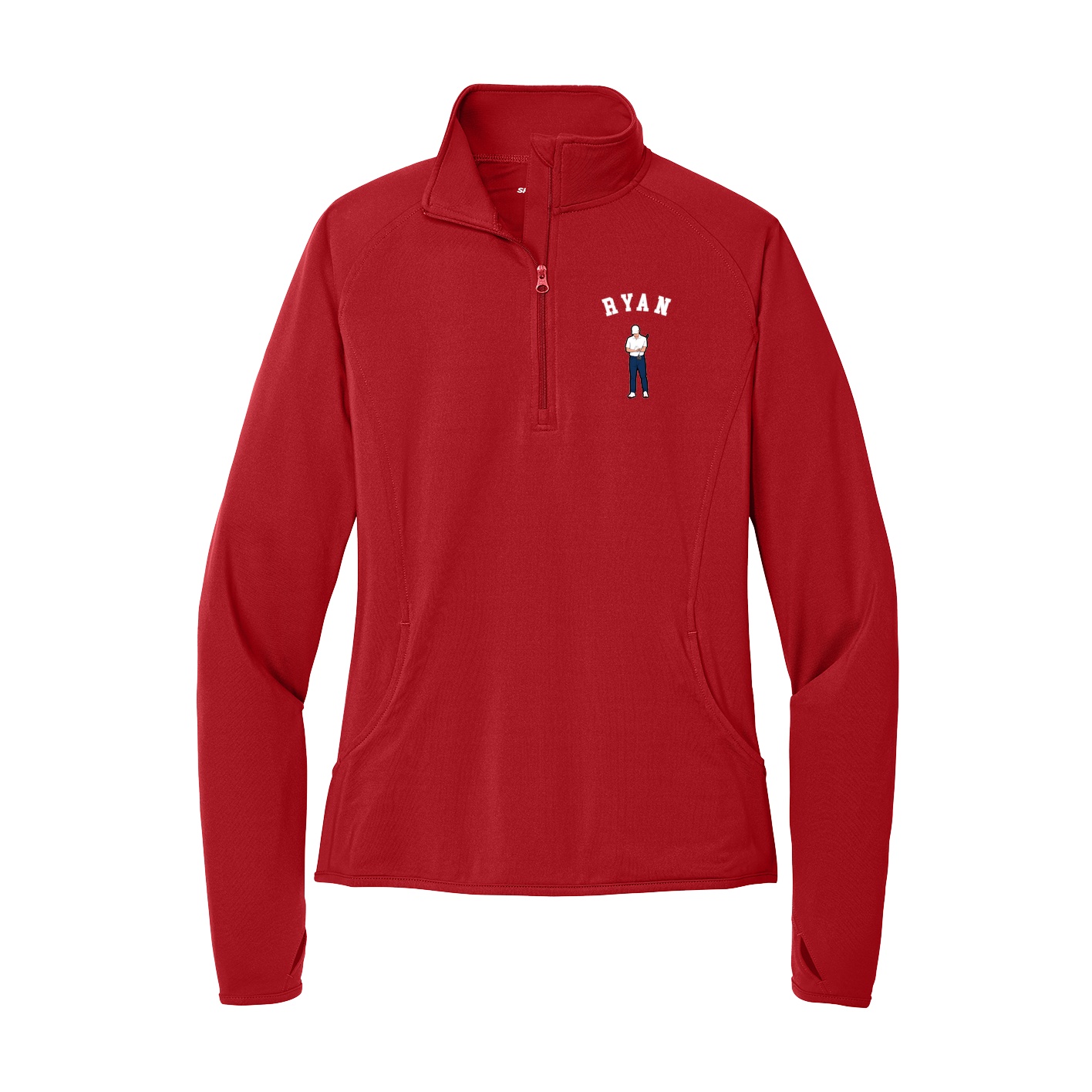 Women's Q-Zip Pullover — Shirsey Arch in Red
