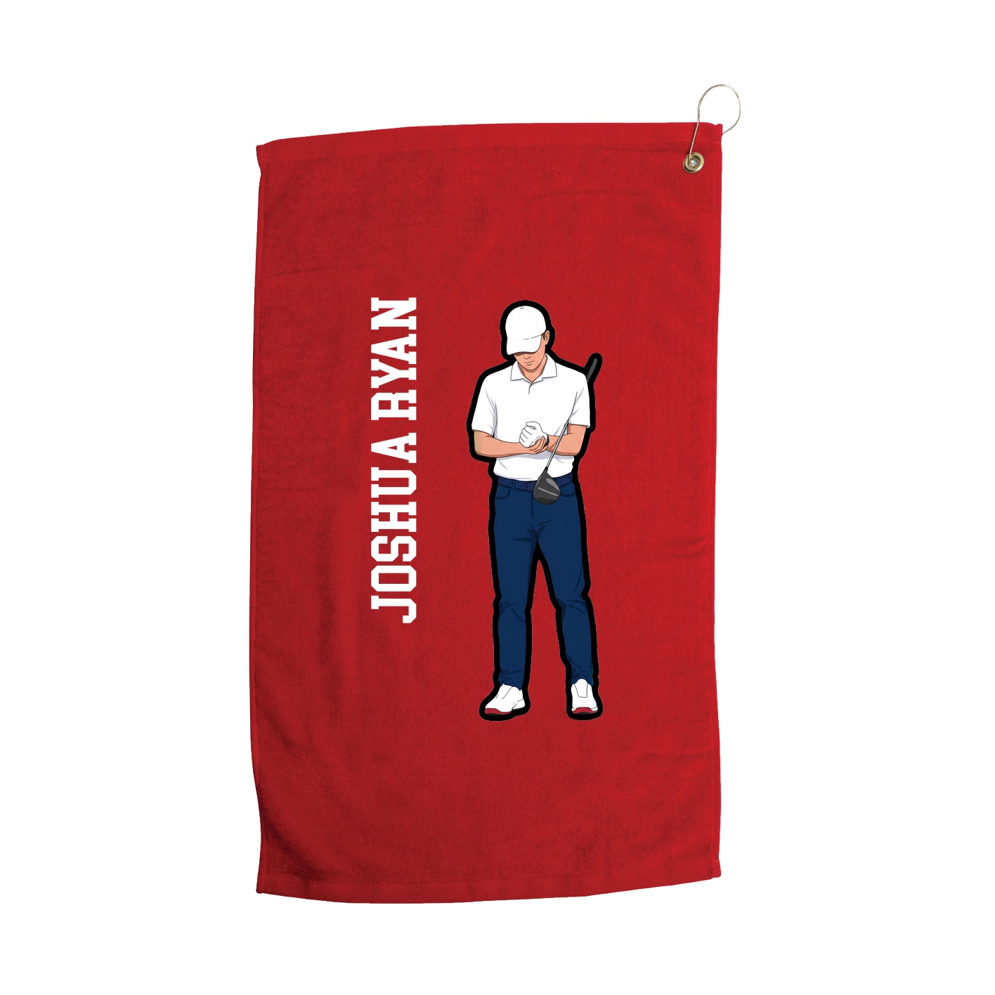 Golf Towel — Name Vertical in Red