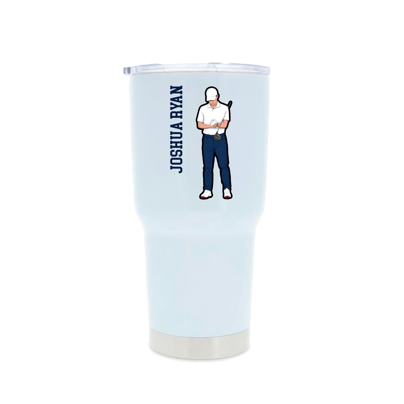 30oz Stainless Steel Tumbler — Name Vertical in White