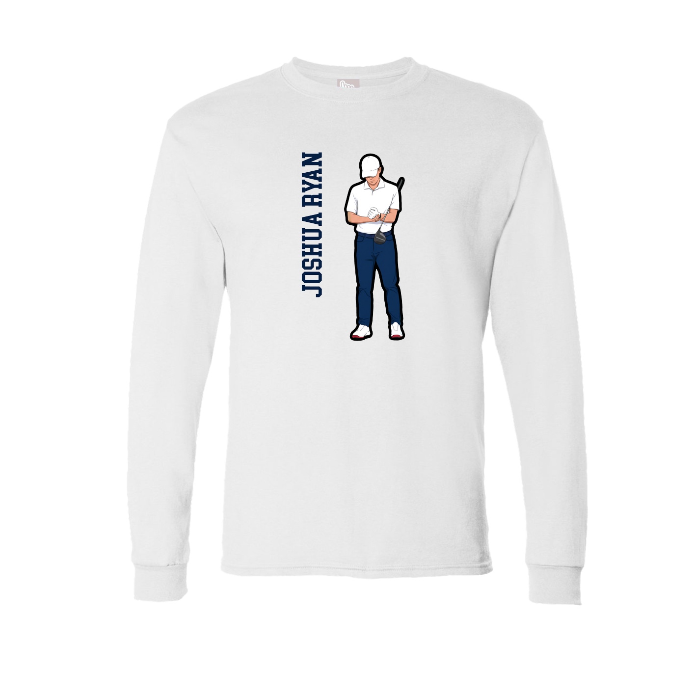 Long Sleeve Tee — Name Vertical in White