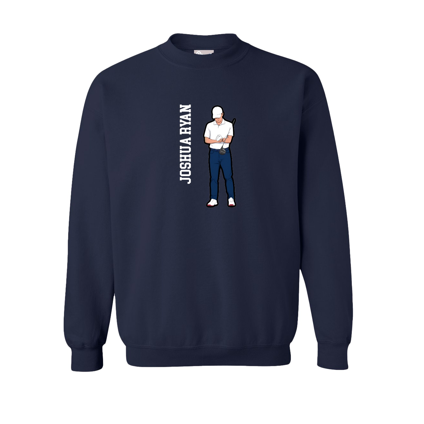Fleece Crew — Name Vertical in Navy