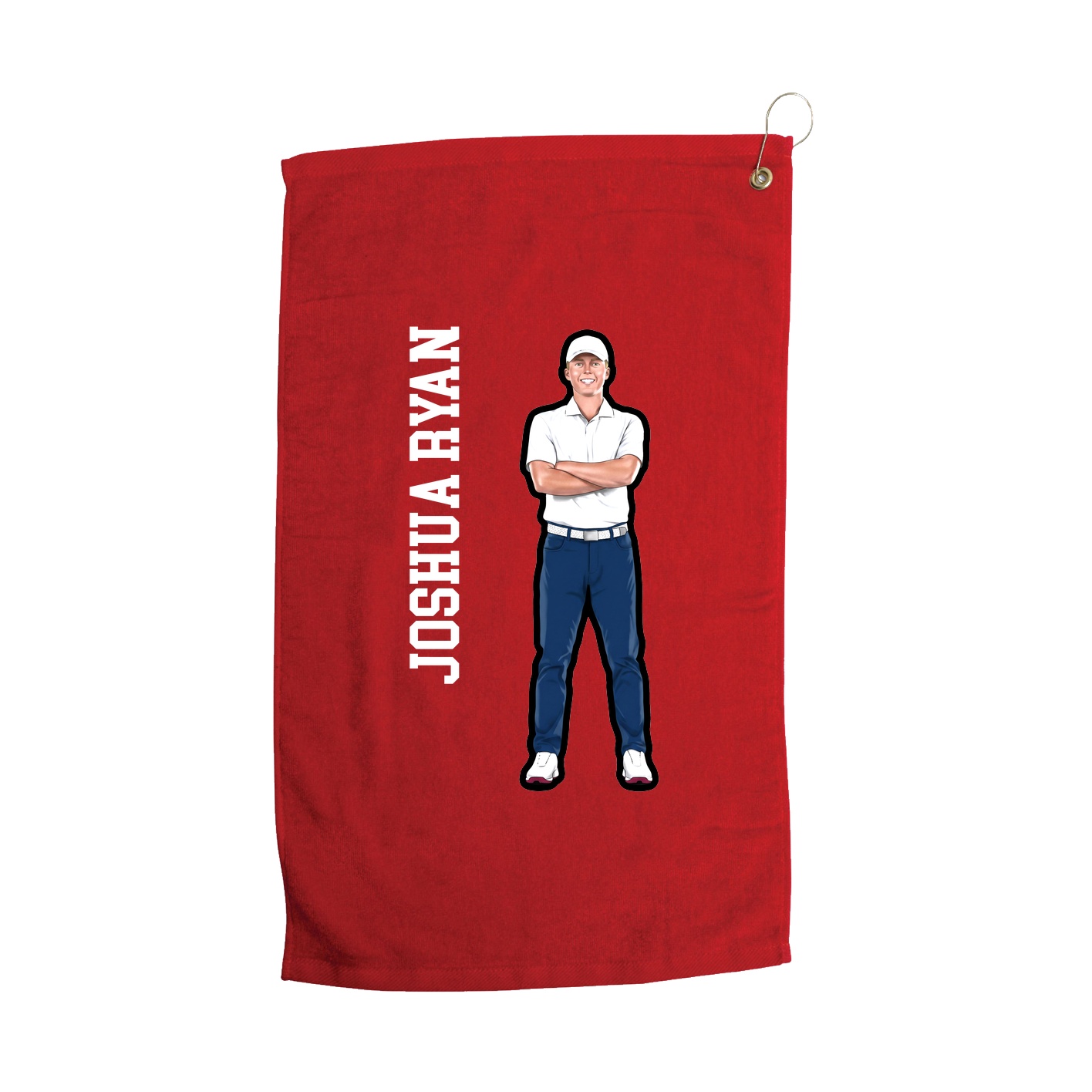 Golf Towel — Name Vertical in Red