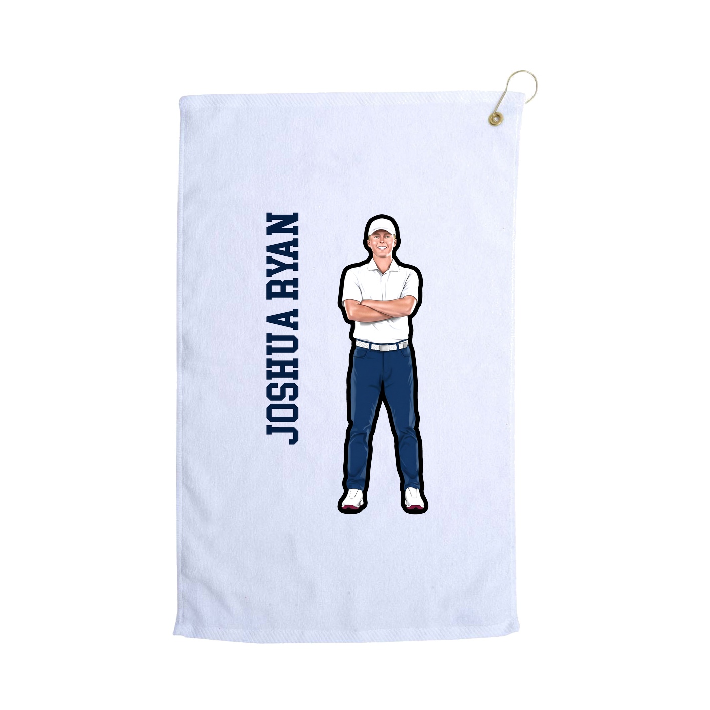 Golf Towel — Name Vertical in White