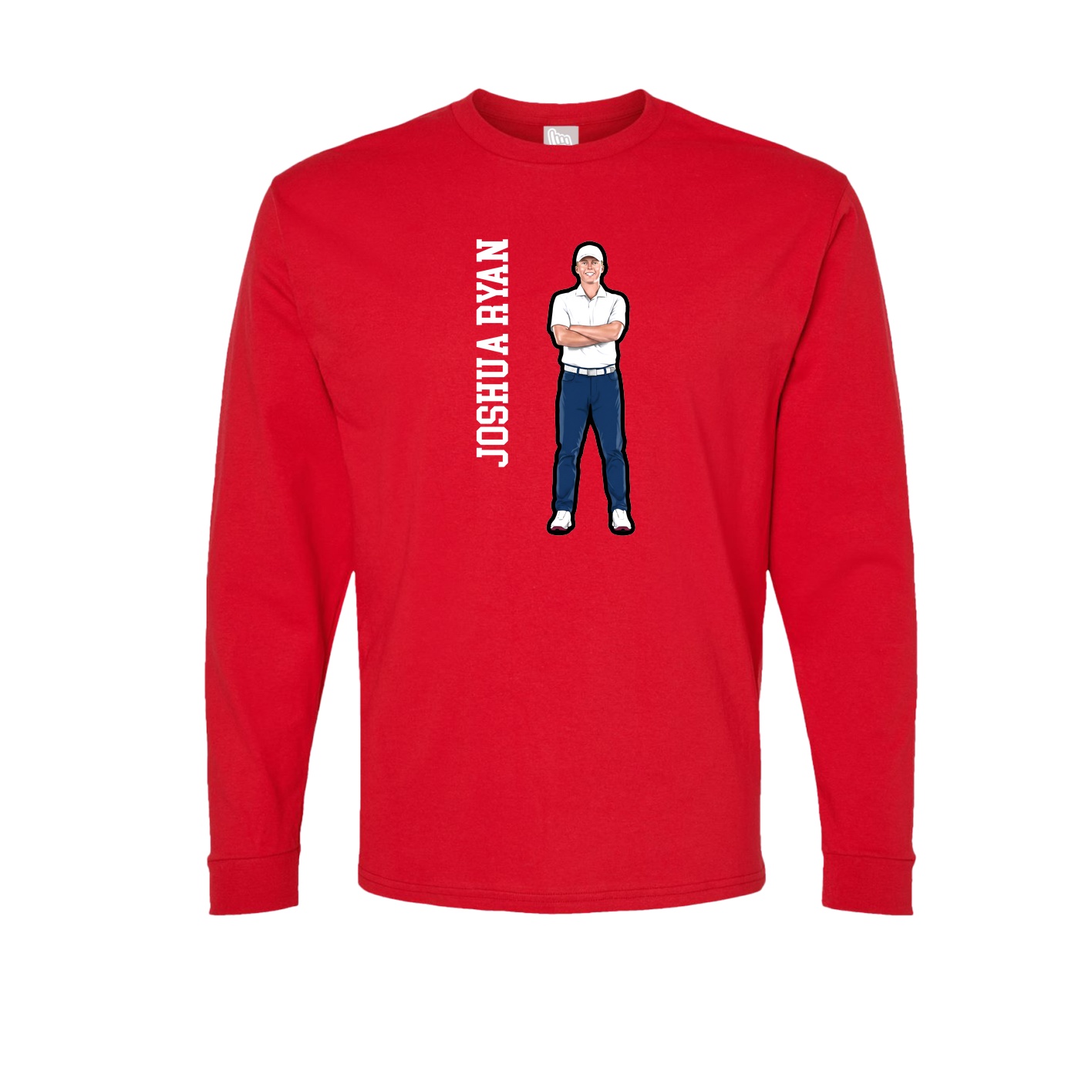 Long Sleeve Tee — Name Vertical in Red